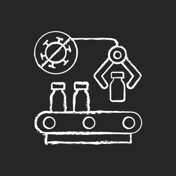 疫苗制造商用粉笔在黑色上画白色图标图片下载