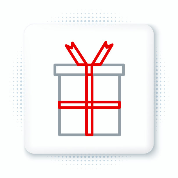 线礼品盒图标孤立在白色背景图片下载
