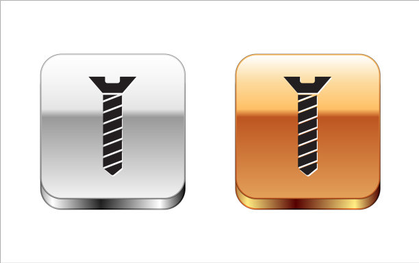 黑色金属螺丝图标隔离在白色上图片下载