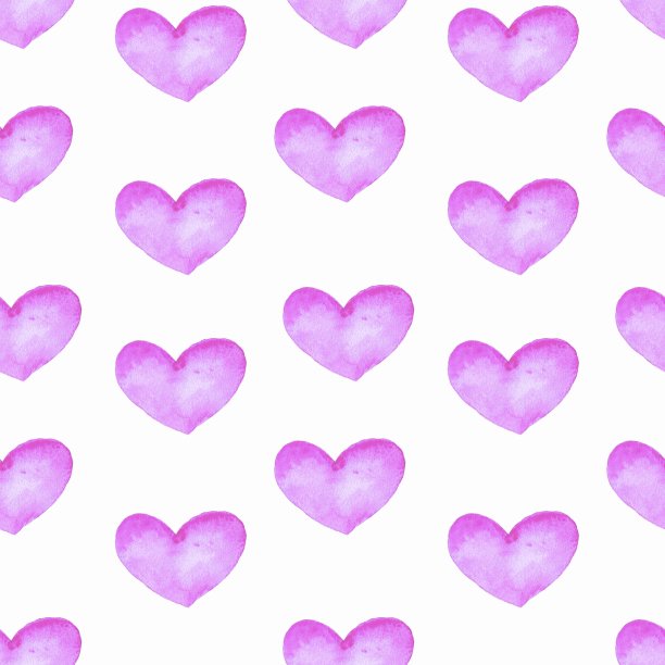 浪漫无缝图案与心。卡片，周年纪念，婚礼请柬的背景。水彩手drawingillustration图片下载