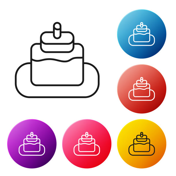 黑线蛋糕图标孤立在白色背景图片下载
