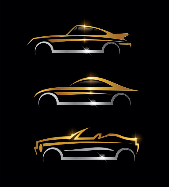 金色和银色的汽车标志图片下载