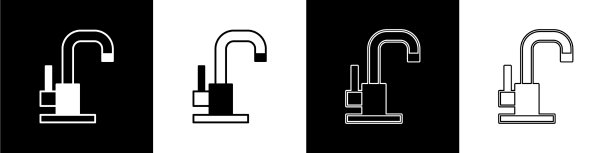 设置水龙头图标隔离的黑色和白色图片下载