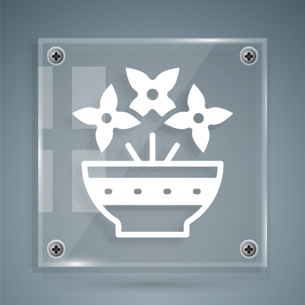 白花在花瓶图标孤立在灰色图片下载