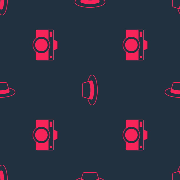 设置相机和男子帽与丝带图片下载