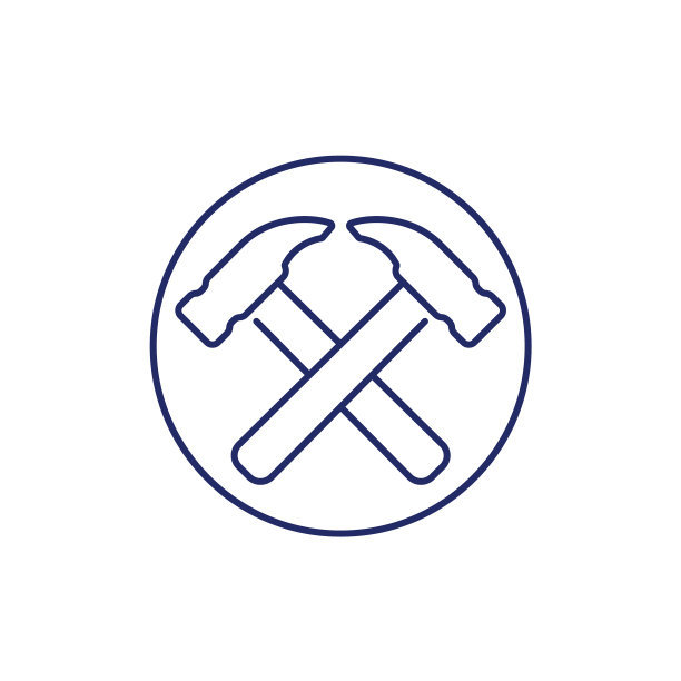带锤子的木匠线条图标图片下载