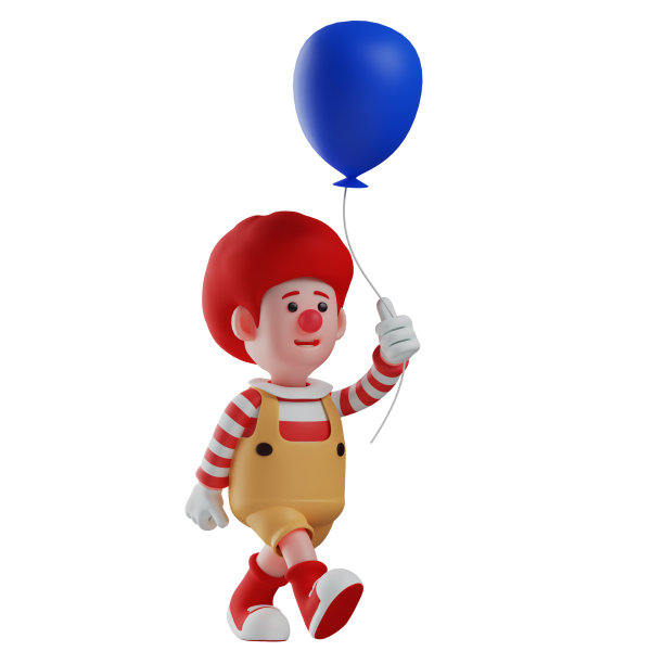 3D小丑男孩卡通插图，手持扬声器图片下载