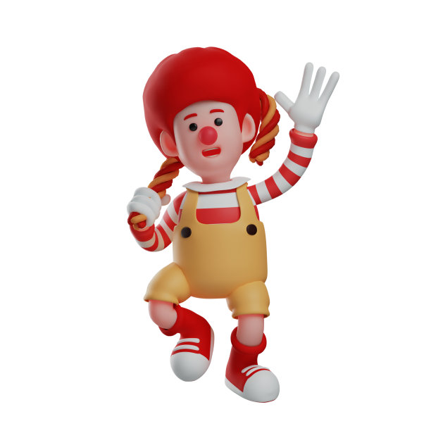 3D小丑男孩卡通设计拿着美味的糖果图片下载