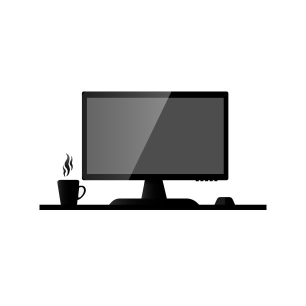 电脑显示器，一杯咖啡，一杯茶的工作场所图片下载