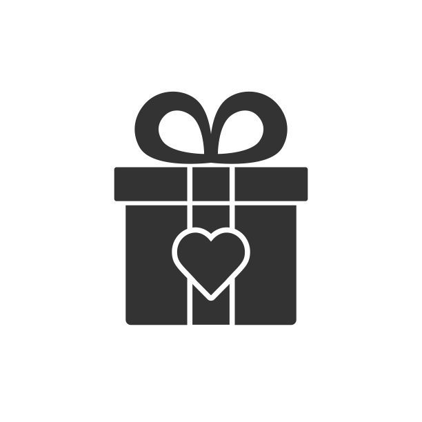 礼物盒与心的图标孤立在白色图片下载