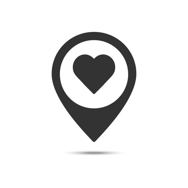 地图指针与心固体图标情人节图片下载