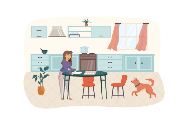 女人在厨房做饭，场景是家庭主妇图片下载