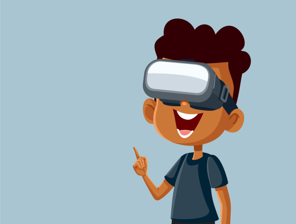 可爱的非洲男孩戴着虚拟眼镜图片下载