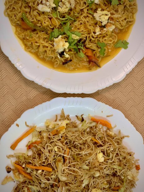 鸡蛋面vs鸡蛋炒面图片下载