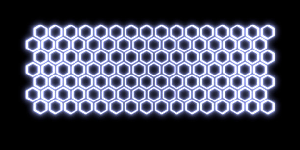 发光的六边形的背景。几何结构与氖。三维可视化图片下载
