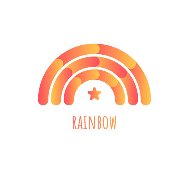 彩虹几何孤立符号。彩虹和星星抽象图标图片下载