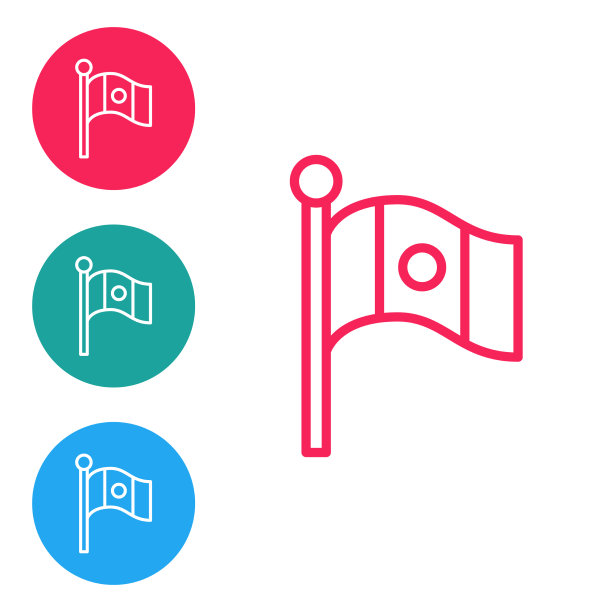 红线墨西哥国旗上的旗杆图标孤立上图片下载