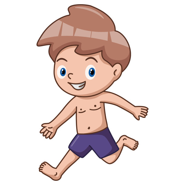 可爱的小男孩卡通泳装跑步图片下载