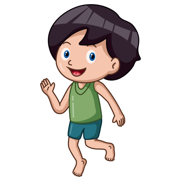 可爱的小男孩卡通泳装挥手图片下载