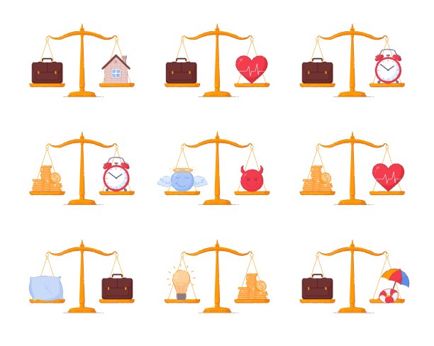 秤工作生活平衡设置孤立在白色图片下载