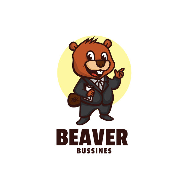 标志海狸商业吉祥物卡通风格的标志图片下载