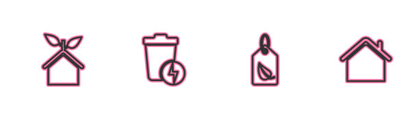 用树叶设置行环保房屋标签图片下载