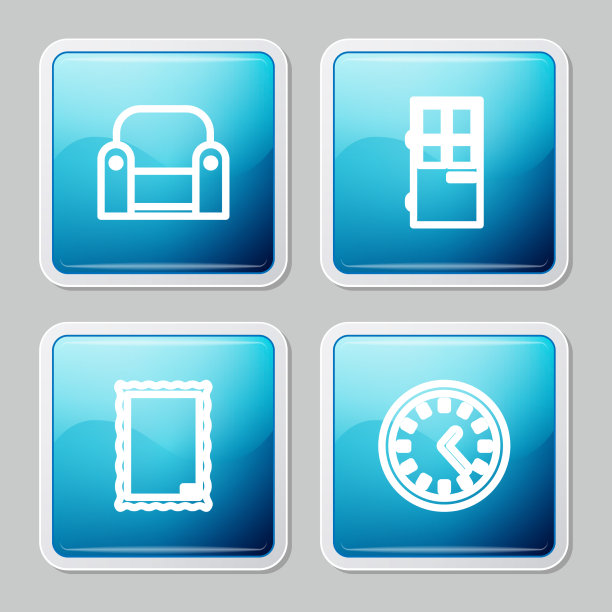 设置线扶手椅闭门画和时钟图片下载