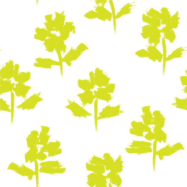 黄色花卉笔触无缝图案图片下载