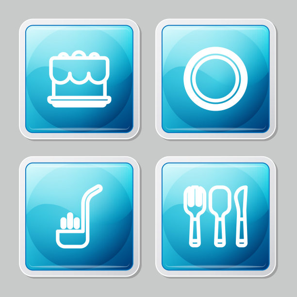 设置行蛋糕盘，厨房勺子和叉子图片下载