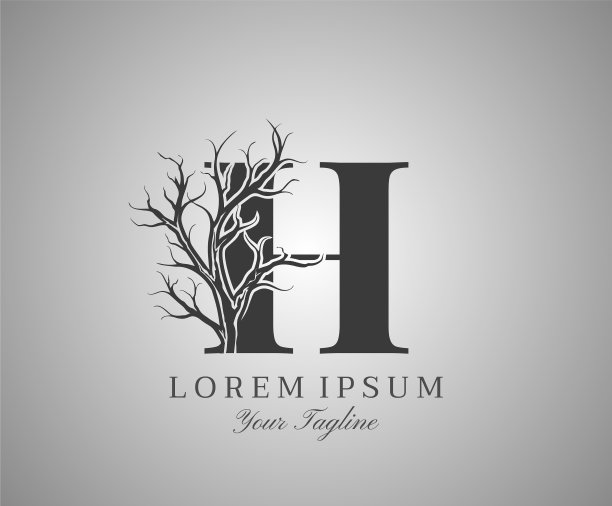 字母h用枯树设计标志图标创意十足图片下载