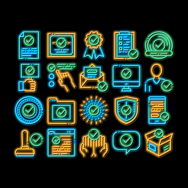 经认可的霓虹灯辉光图标图片下载