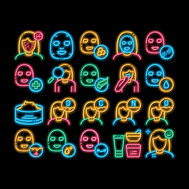 面膜保健霓虹灯图标图片下载