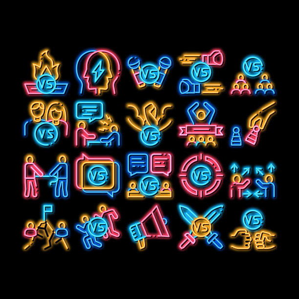 战斗竞赛霓虹灯发光图标图片下载
