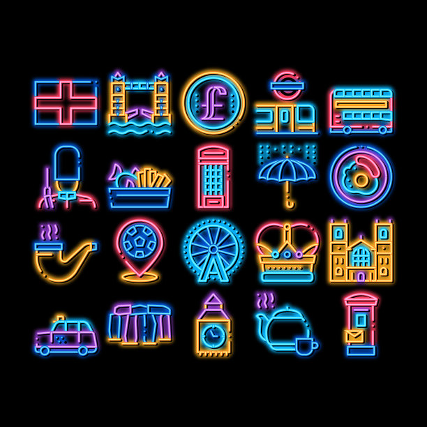 英国霓虹灯图标图片下载