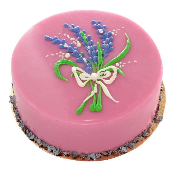 白色背景上的薰衣草蛋糕。图片下载