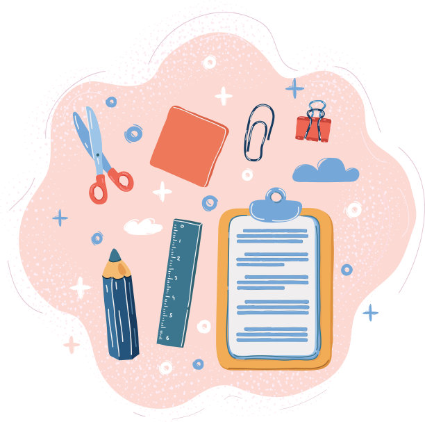 粉红色的办公用品图片下载