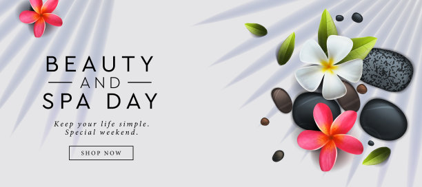 美容和水疗日广告横幅水平图片下载