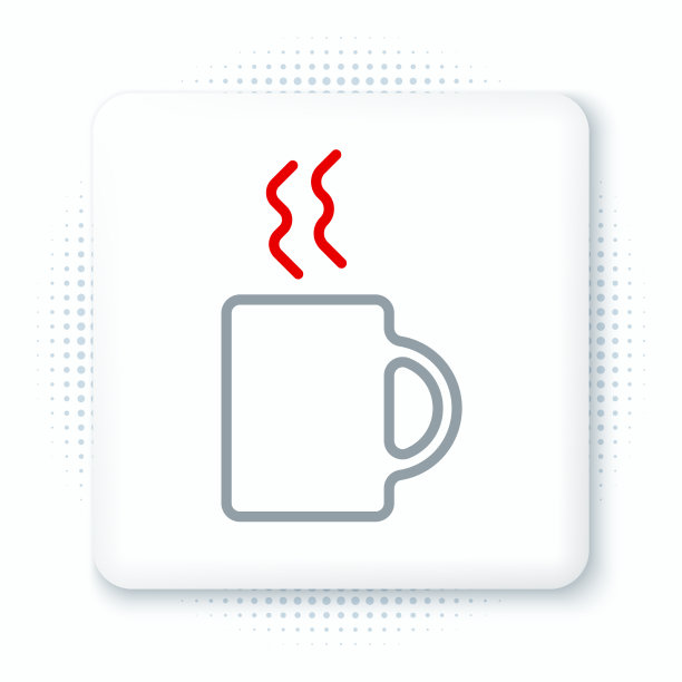线咖啡杯图标孤立的白色背景图片下载
