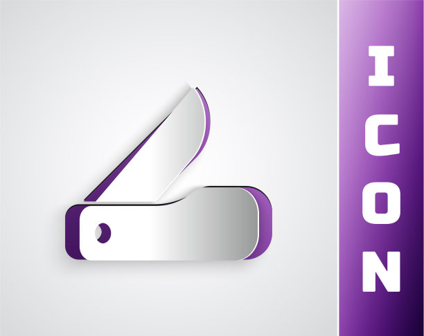 剪纸瑞士军刀图标孤立在灰色图片下载