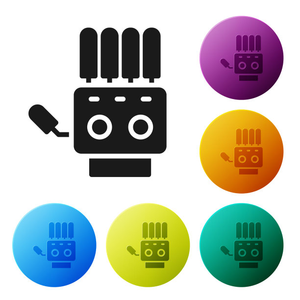 黑色机械机械手图标隔离在白色上图片下载