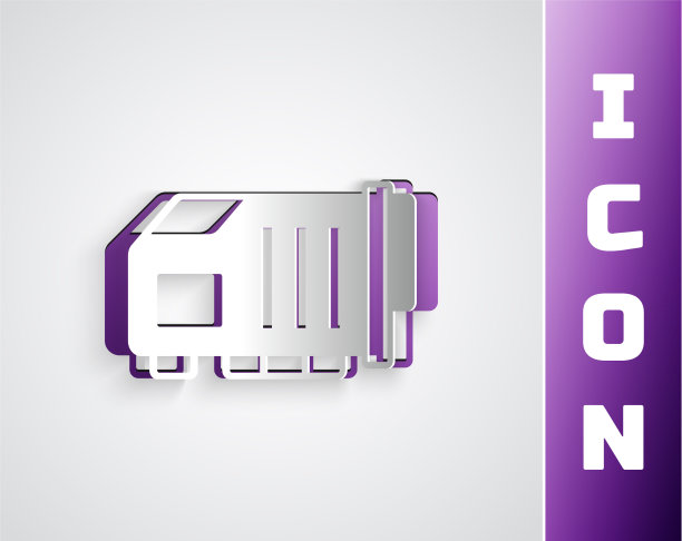 剪纸视频图形卡图标隔离在灰色图片下载