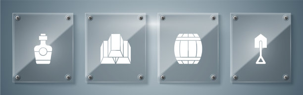 铁锹枪和火药桶金条图片下载