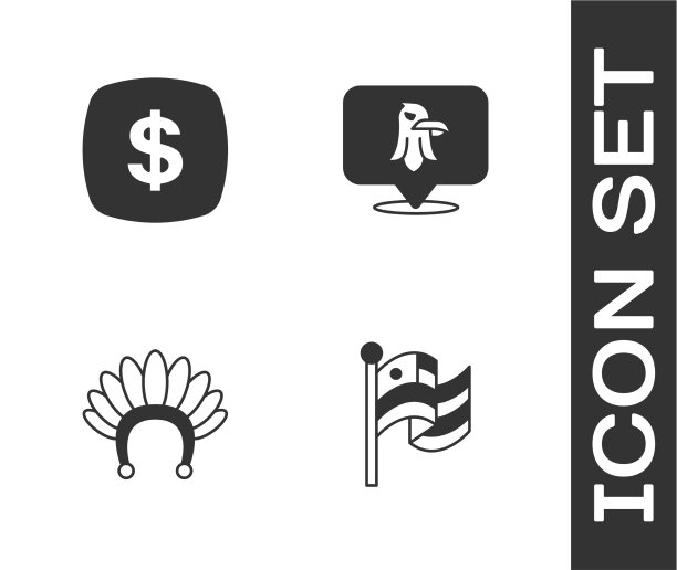 设置美国国旗美元符号印度头饰图片下载