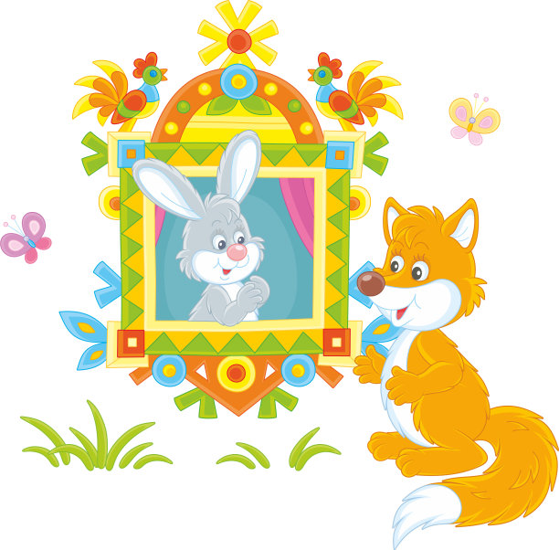 狡猾的红狐和小灰兔图片下载