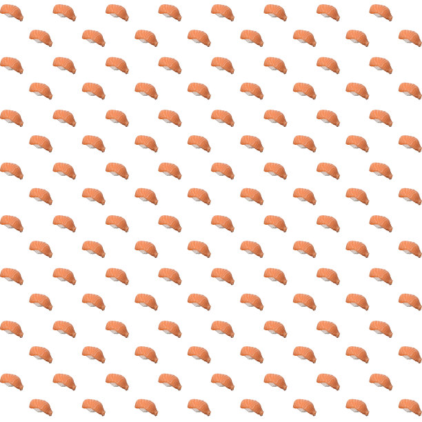 无缝模式三文鱼寿司，孤立在白色背景。图片下载