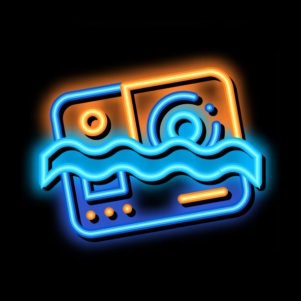 防水材料相机霓虹发光图标图片下载