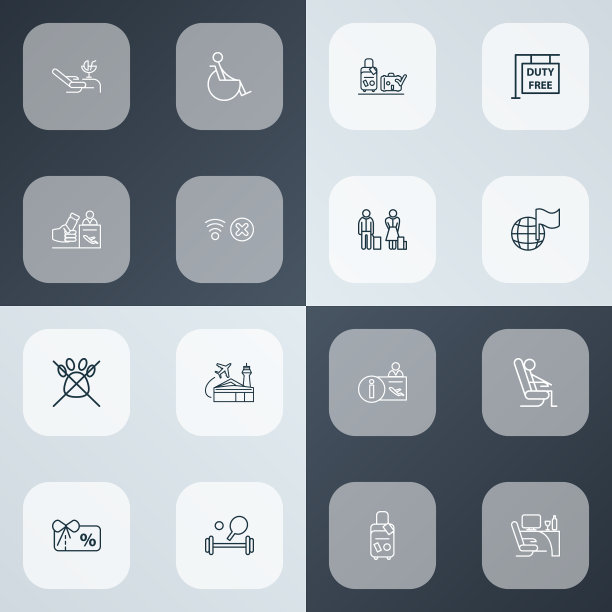 机场图标线条风格设置与商务舱图片下载