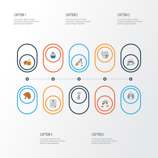 节日图标彩色线设置与庆祝图片下载
