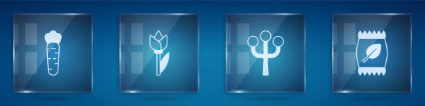 设置胡萝卜花、郁金香花、树枝和图片下载