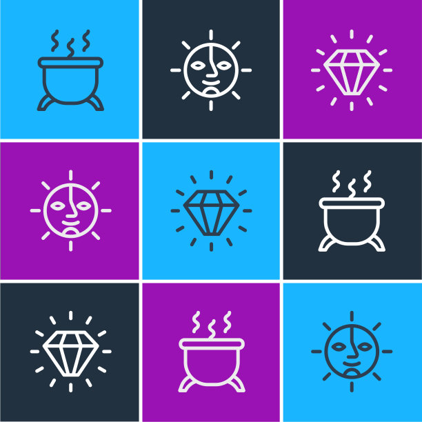 设行巫大锅钻石和太阳图标图片下载